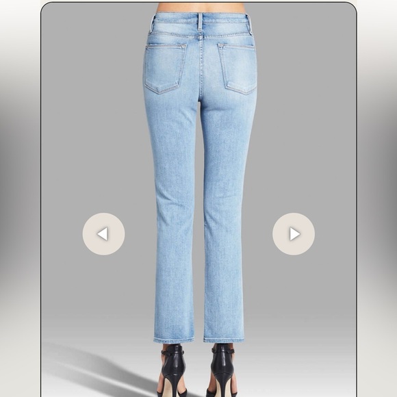 Frame Le High Straight Jeffrey Jean distressed ripped light wash size 25 preppy - Picture 2 of 12